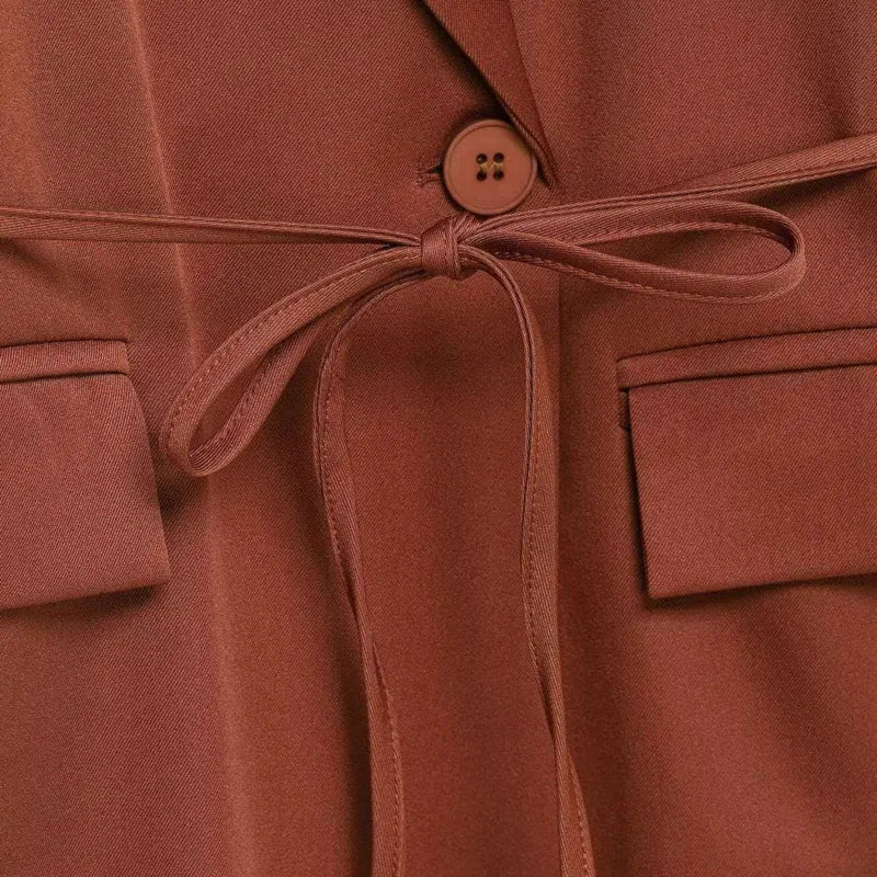 Spring Autumn New Women Blazer Notched Collar Single Button Flying Sleeve Solid Color High-End Elegant Fashion Coat HK18181