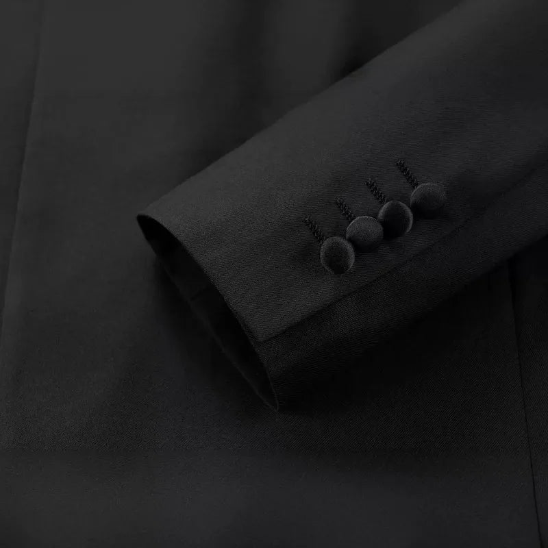 KIDWHXR Men Blazer British Style Solid Color Patchwork Turn Down Collar Male Suit Coat Single-breasted Wedding Man Outerwear