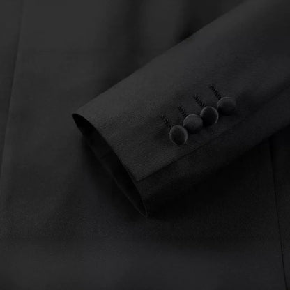 KIDWHXR Men Blazer British Style Solid Color Patchwork Turn Down Collar Male Suit Coat Single-breasted Wedding Man Outerwear