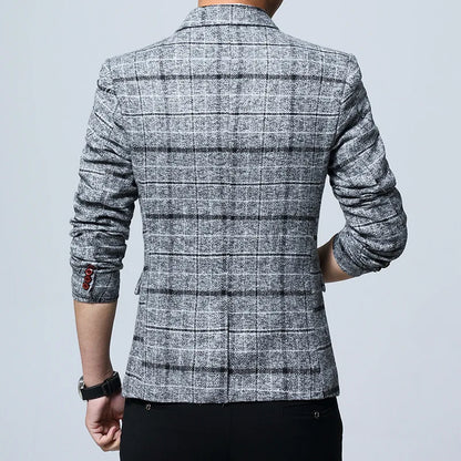 New Men's Blazers Spring Autumn Outerwear Classic British Plaid Suit Jacket Men Clothing Slim Business Casual Blazer Coat 5XL