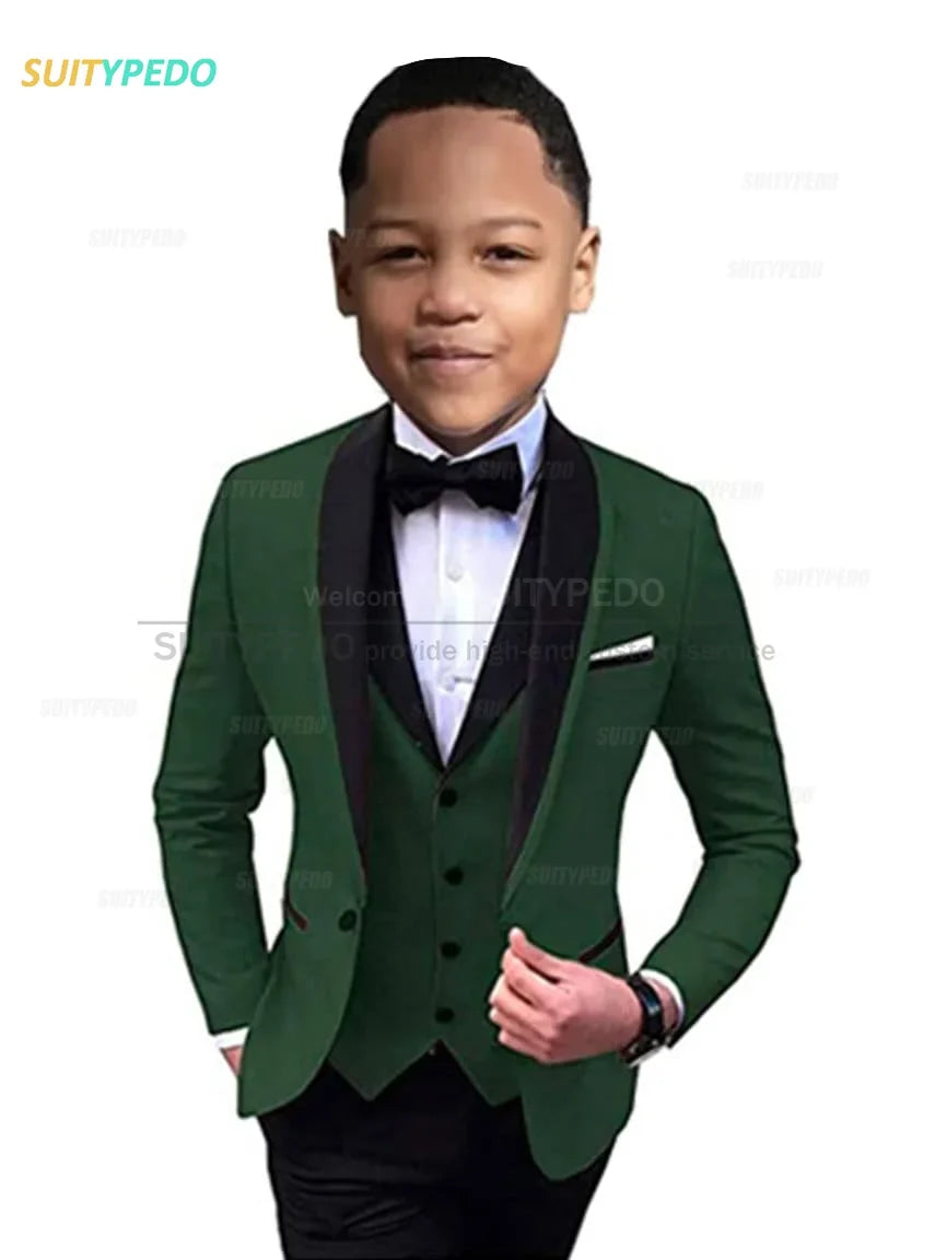 Elegant Lavender Boy's Suit Set Evening Party Classic Children's Clothing Kids Baptism Formal 3 Pieces Custome Blazer Vest Pants