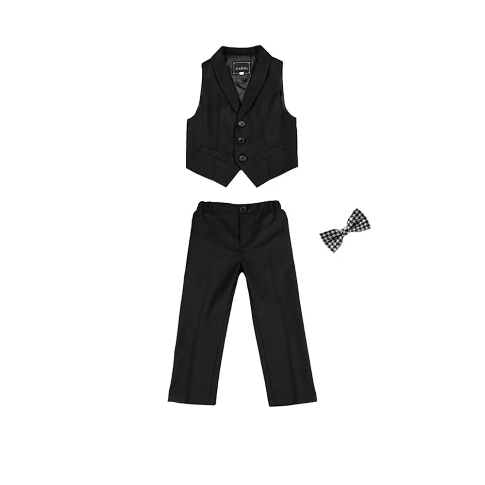 Solid 2-Piece Vest Trousers Set for Kids, Wedding Ring Bear Suit Set, Chidren Formal Dress Wear 90-170cm Boys Sets