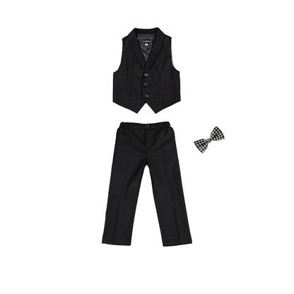 Solid 2-Piece Vest Trousers Set for Kids, Wedding Ring Bear Suit Set, Chidren Formal Dress Wear 90-170cm Boys Sets