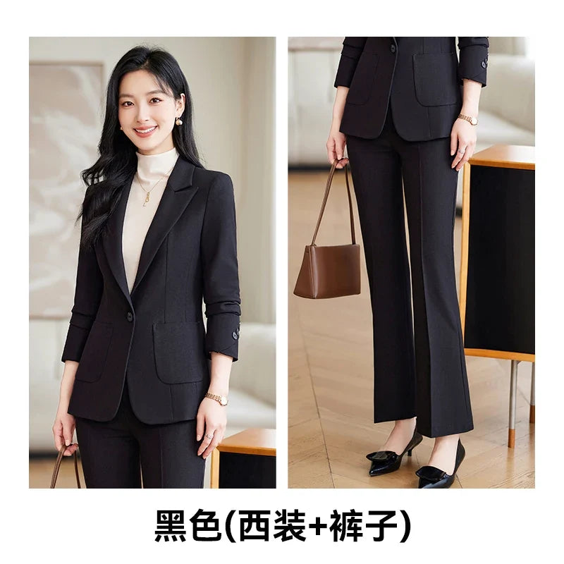 Fashionable professional women's high-quality two-piece trousers + blazer set. 2025 autumn and winter new styles