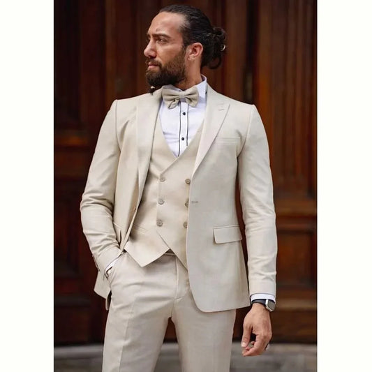 Men's 3-Piece Slim Fit Suit – Blazer, Vest & Pants for Weddings and Business