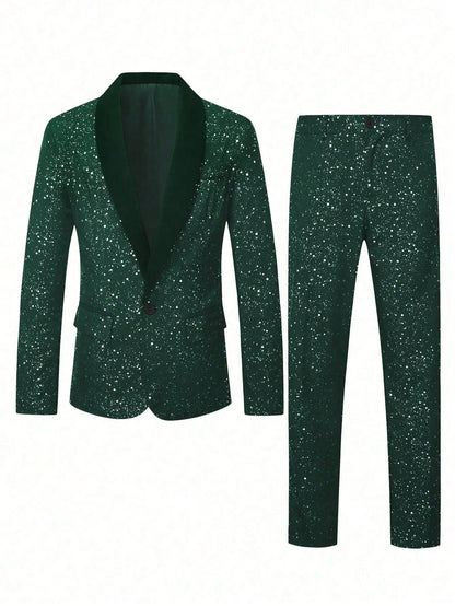 High-quality Fashionable Banquet Party Men's Clothing - European-style Shiny Banquet Stylish Men's Suit Sets