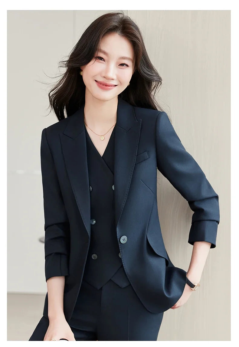 Elegant Ladies Business Chic Blazer Pants Suits Women Autumn Winter Plus Size Work Wear Outfit Jacket and Trousers Sets