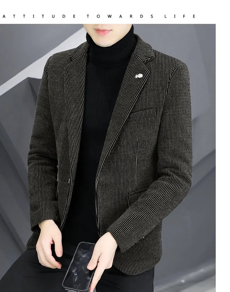 Blazer Autumn and Winter Men Fashionable Outdoor Wedding Slimming Business Casual Korean Version Golden Mink Velvet Girl Blazer