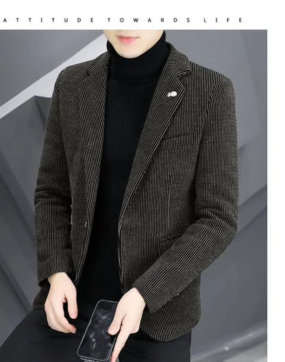 Blazer Autumn and Winter Men Fashionable Outdoor Wedding Slimming Business Casual Korean Version Golden Mink Velvet Girl Blazer