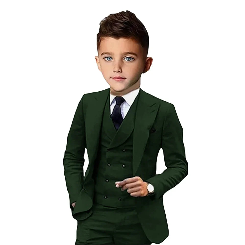 Formal Peak Lapel Kids Suits 3 Pieces Birthday Party Wear,Elegant Smart Boys Suit Set Piano Performance Outfit 2-20T