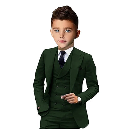 Formal Peak Lapel Kids Suits 3 Pieces Birthday Party Wear,Elegant Smart Boys Suit Set Piano Performance Outfit 2-20T