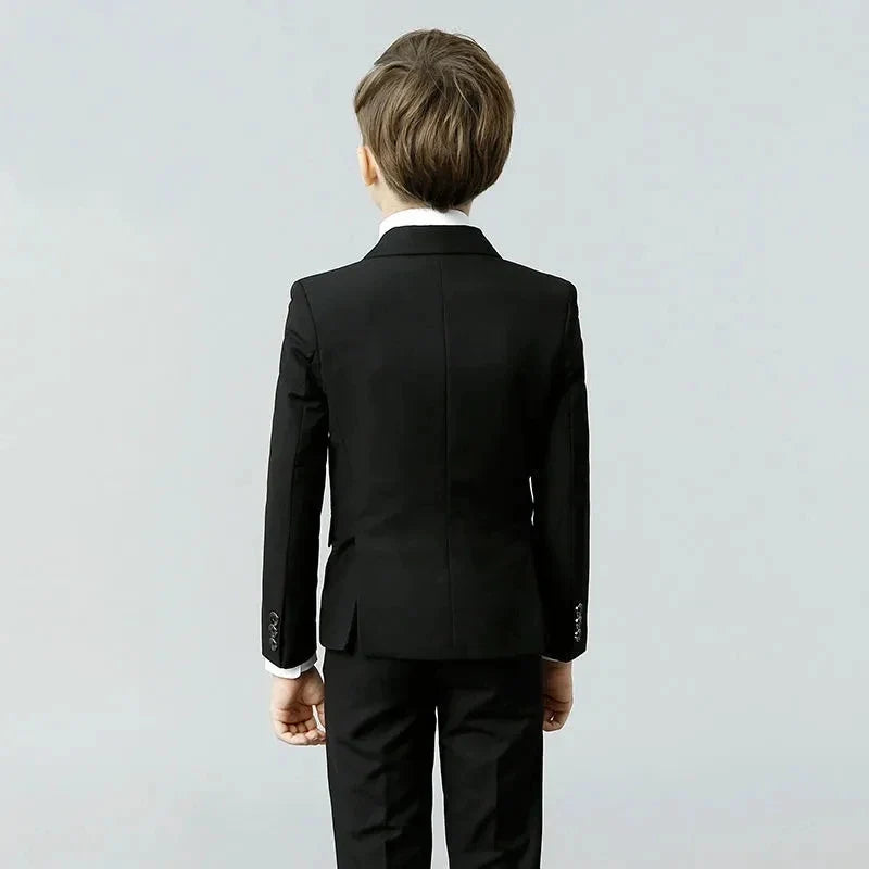 Gentleman Kids Slim 4Pieces/Set Jacket Vest Pants Bowtie Party Dress Children Ceremony Photograph Suit Boys Performance Costume