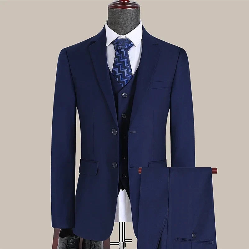 Men's Slim Fit 3-Piece Suit – Smart Casual Blazer, Vest & Pants for Business, Wedding & Formal Occasions