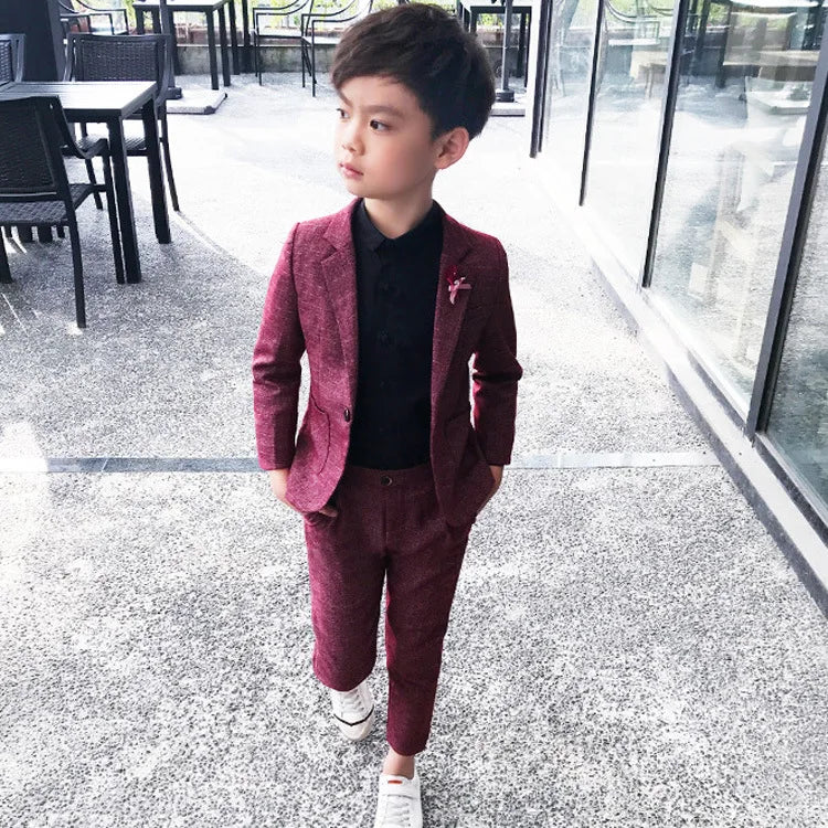 Kids Wedding Ceremony Slim Suit Children Formal Blazers Pants 2Pcs Photography Clothes Good Quality Baby Boys Handsome Suit