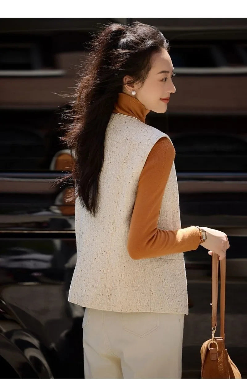 Women's Vest New Fashion Retro Chinese Vest Coat New Small Fragrant Vest Female Tops Sleeveless Jacket Chaleco Mujer Outerwear