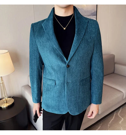 New Chinese Style Stand Collar Fashion Casual Suit Jacket Autumn Winter New Slim Fit Business Formal Social Prom Party Tuxedos