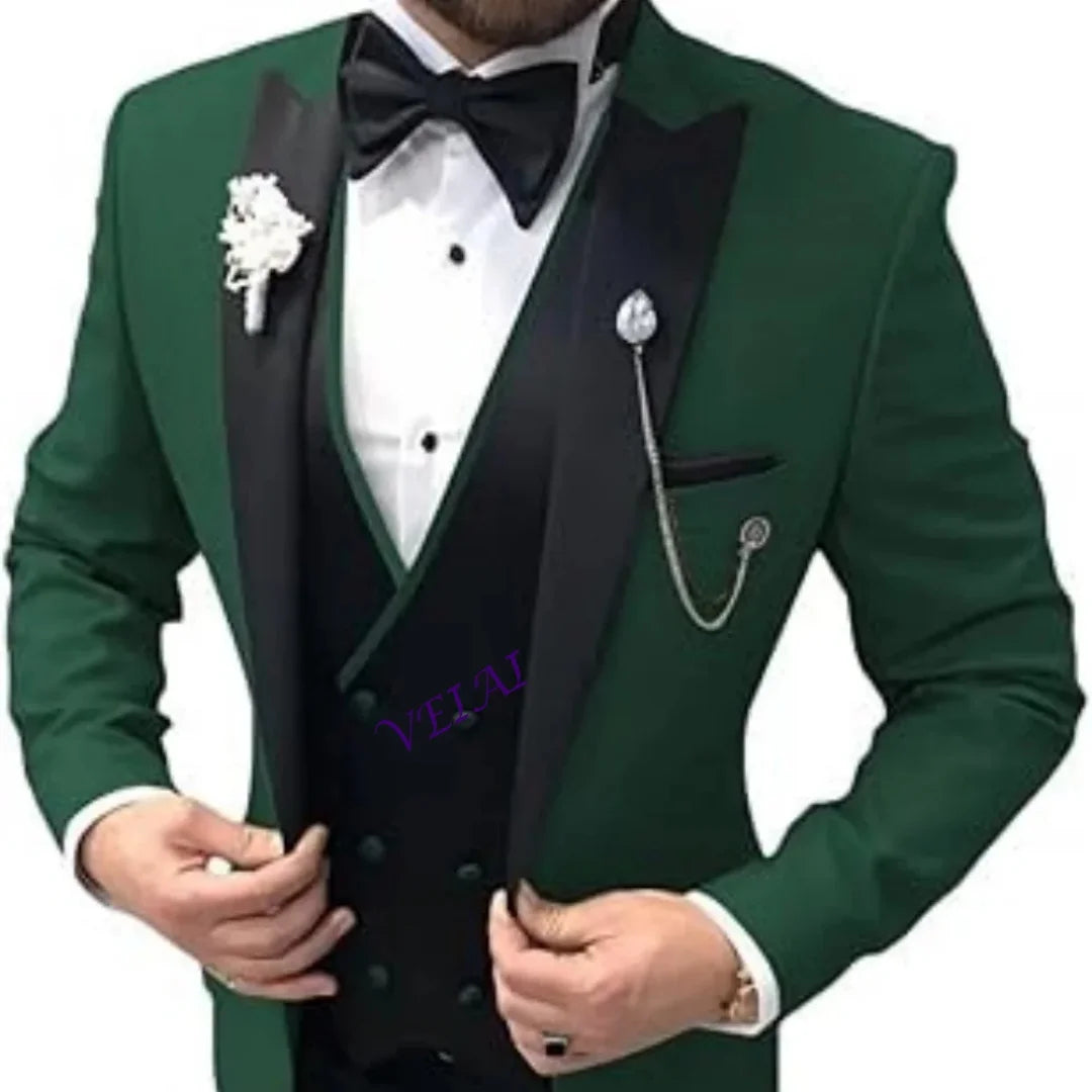 Men's Slim Fit 3 Piece Tailcoat Tuxedo Double Breasted Formal Suit Set with Bow Tie for Wedding Ball Prom Dinner Evening