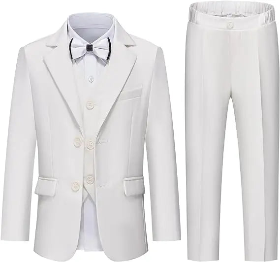 Gentleman Kids Blue 4Piece/Set Jacket Vest Pants Bowtie Photograph Suit Boys Piano Dress Children Graduation Performance Costume
