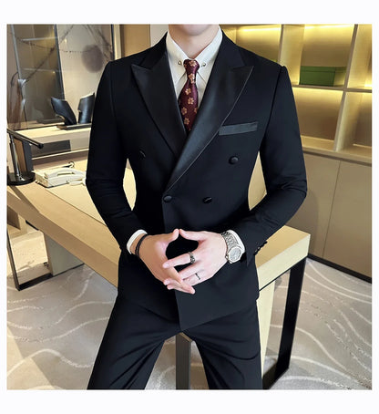 Plus Size 6XL 5XL Men Formal Business Suit 3 Set Pieces Classic Slim Fit Business Suits Sets Autumn Men Wedding Party Tuxedo
