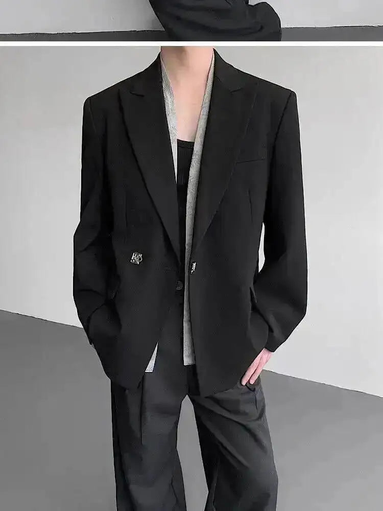 Metal Placket 2025 Buckle New Casual Blazer Fashion Jacket Men's Original Elegant Korean Handsome Jacket Original JY7386