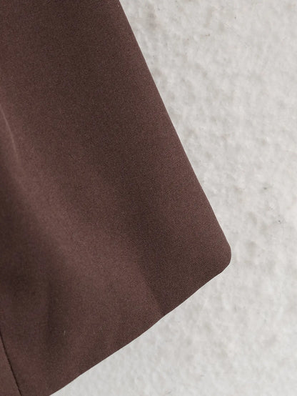 Women Brown Blazer Jacket Y2k 2000s Vintage Bandage Suit Coat Long Sleeve Double Breasted Oversize Outerwear Spring Autumn 2026