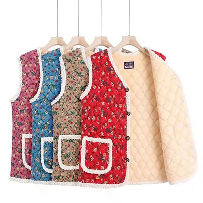 Fashion Thicken Fleece Jacket Women's Vest Open Cardigan Outerwear Loose Autumn Winter New Cotton Waistcoat