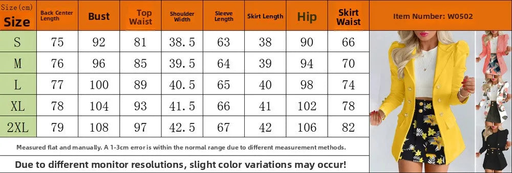 Fashionable Casual Print Long Sleeve Women's Suiting Skirt Ensemble Autumn Commute Wear Polyester Fabric Unisex O2O Sales