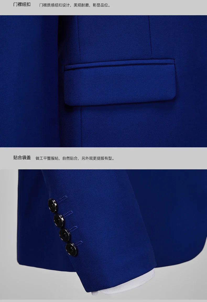 Male Blazer Men's Fashion Business Handsome British Style Casual Slim Solid Color Wedding Work Four Season Style Blazers M-6XL
