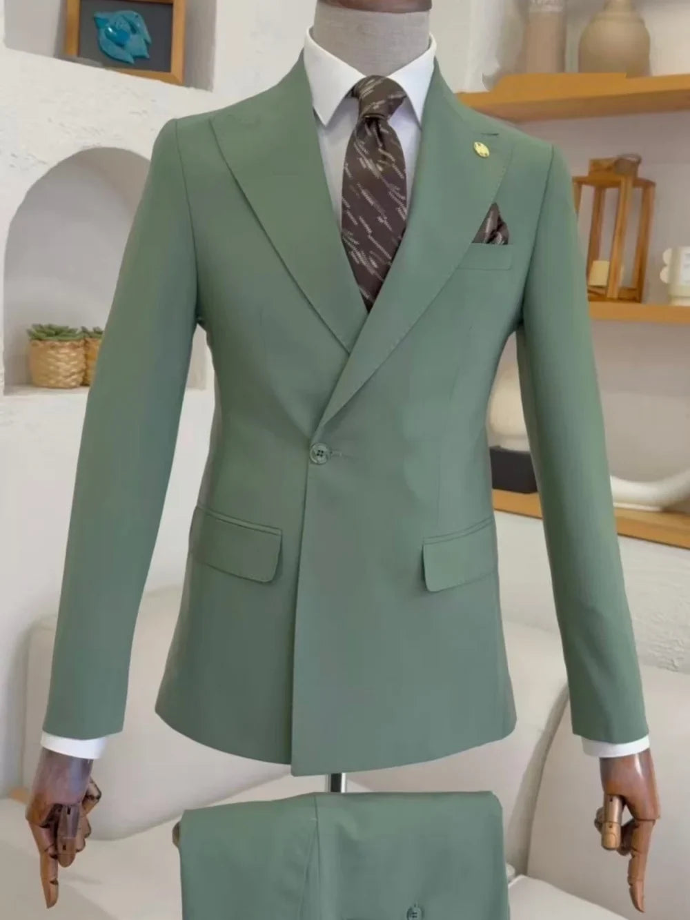 New One Button Men's Suit Set For Formal Party Gown High Quality Classy Man Slim Fit Tuxedo Wedding Groom Sets S-3XL On Sale