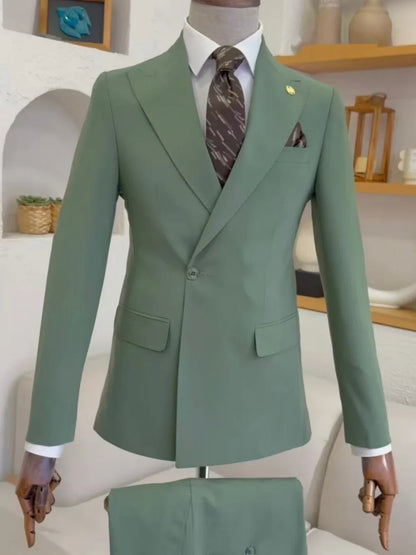 New One Button Men's Suit Set For Formal Party Gown High Quality Classy Man Slim Fit Tuxedo Wedding Groom Sets S-3XL On Sale
