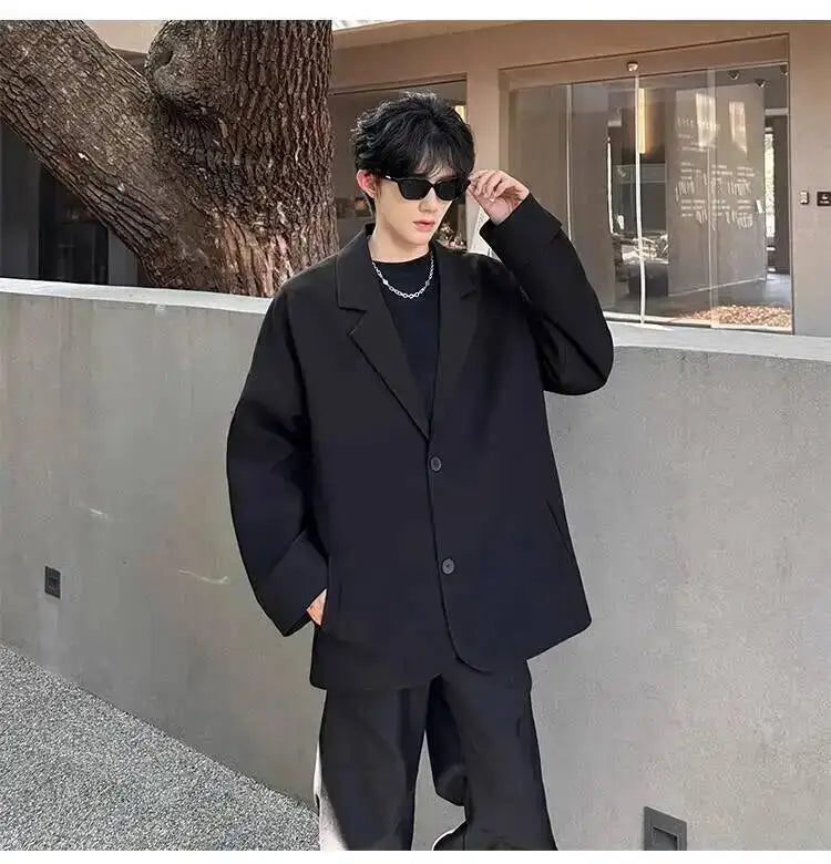 Men's Handsome Loose Casual Blazer Jacket Fashion Elegant 2026 New High Quality Stylish Social Solid Color Clothes JY7595