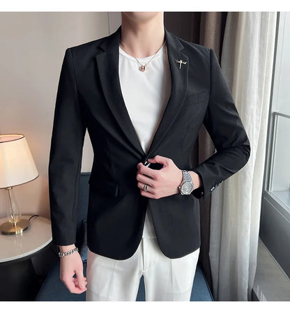 Men's Blazer Suit Jacket – Smart Casual & Business Style – 1 or 2 Button – Wedding & Party