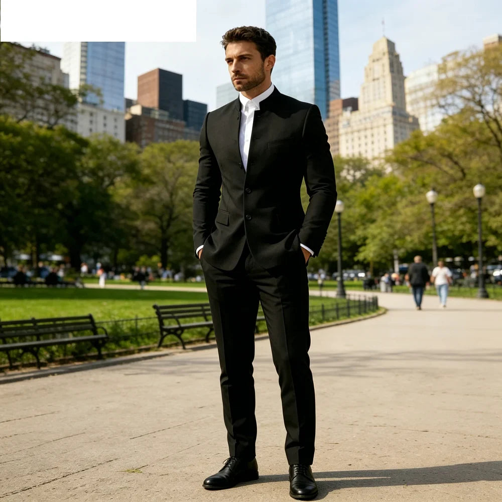 Men's Solid Color Business Terno Casual Workwear British Style Wedding Suit Performance Casual Male Suits Fashion