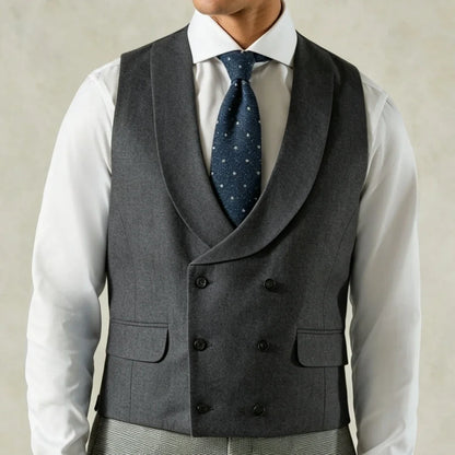 Men's Formal Vest Double-Breasted Lapel Waistcoat Pink Solid for Wedding & Business