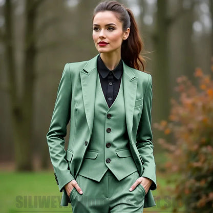 Women 3 Piece Suit Set Blazer Vest Pants Slim Fit Office Business Party Formal Attire Customizable Size for Ladies