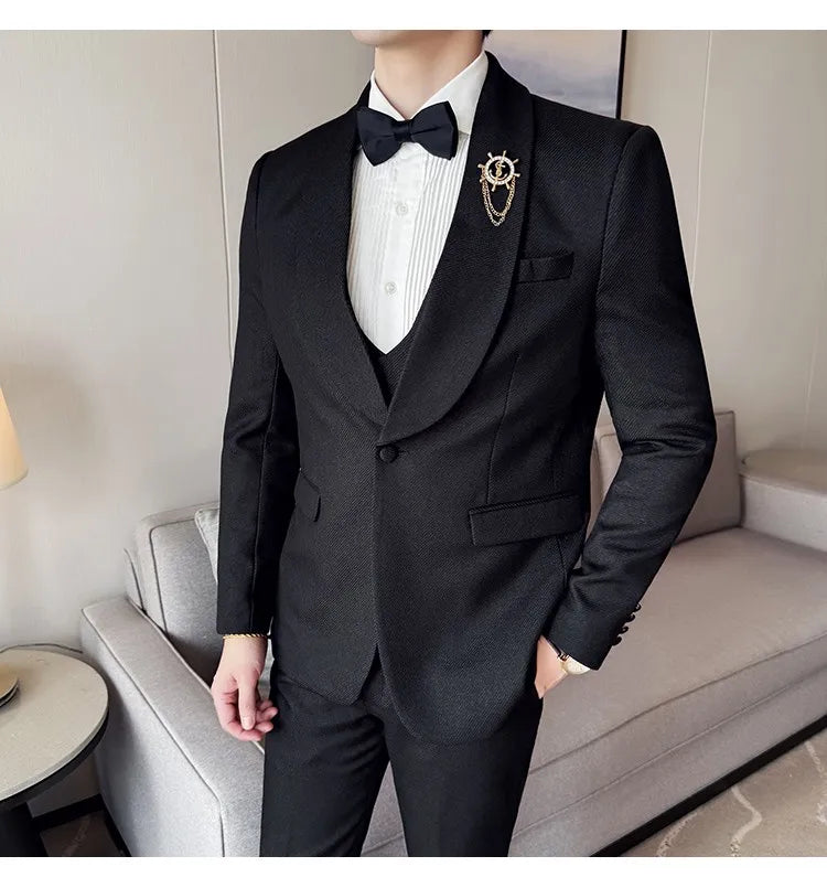 Men's Slim Fit 3-Piece Suit for Weddings, Parties & Formal Occasions – White, Red, Black