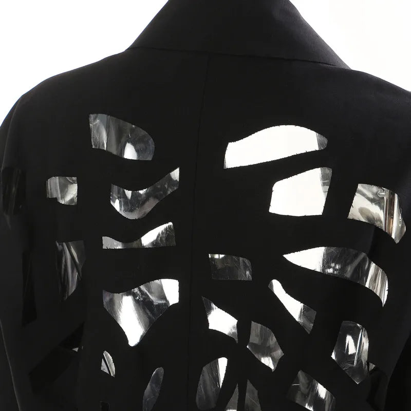 Women Chic Blazer Hollow Out Niche Design Single Button Notched Collar High-end Jacket Fashion Coat New Spring 2026 HK19476