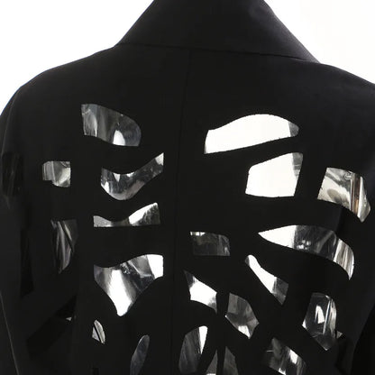 Women Chic Blazer Hollow Out Niche Design Single Button Notched Collar High-end Jacket Fashion Coat New Spring 2026 HK19476