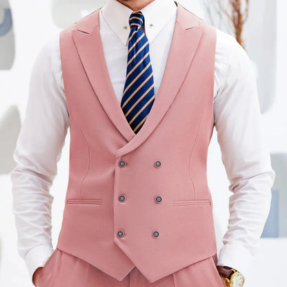 Men's Double Breasted Vest Formal Lapel Waistcoat for Wedding & Special Occasions