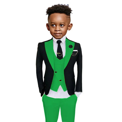 Colorful Kids Fashionable Suit Set 3 Pieces Performance Costumes High Quality Boys Suits Wedding Guest Tuxedo 2-20T