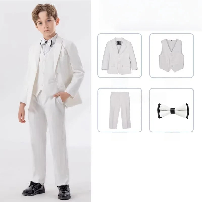 Flower Boys Wedding Suit Set Spring Kids Birthday Photograhy Outfit Children's Piano Host Speech Chorus Performance Costume