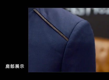 2024 Spring New Men's Stand Collar Casual Suit Jackets Youth Fashion Solid Color Stitching Three Button Mens Blazer Coats