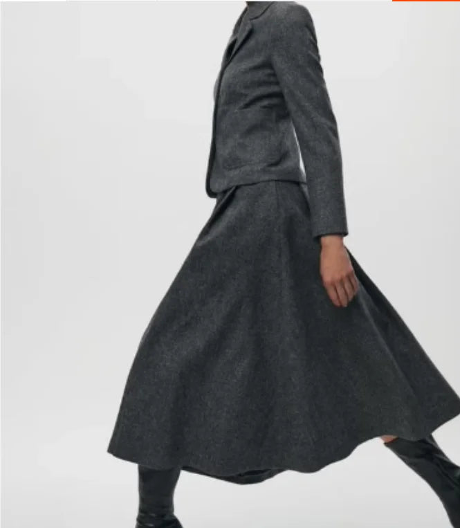Women's Wool Blend Waist-Cinching Suit Jaet Autumn Winter New Sle Casual All-Match Long Sve Classic Collar  Color