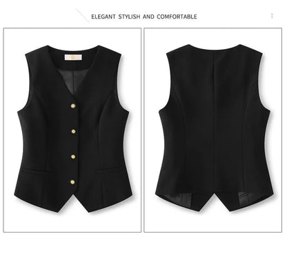 Women's Suits Vest 2026 New Spring Summer Temperament Slim Retro Thin Waistcoat Black Short Sleeveless Blazers Coat And Tops