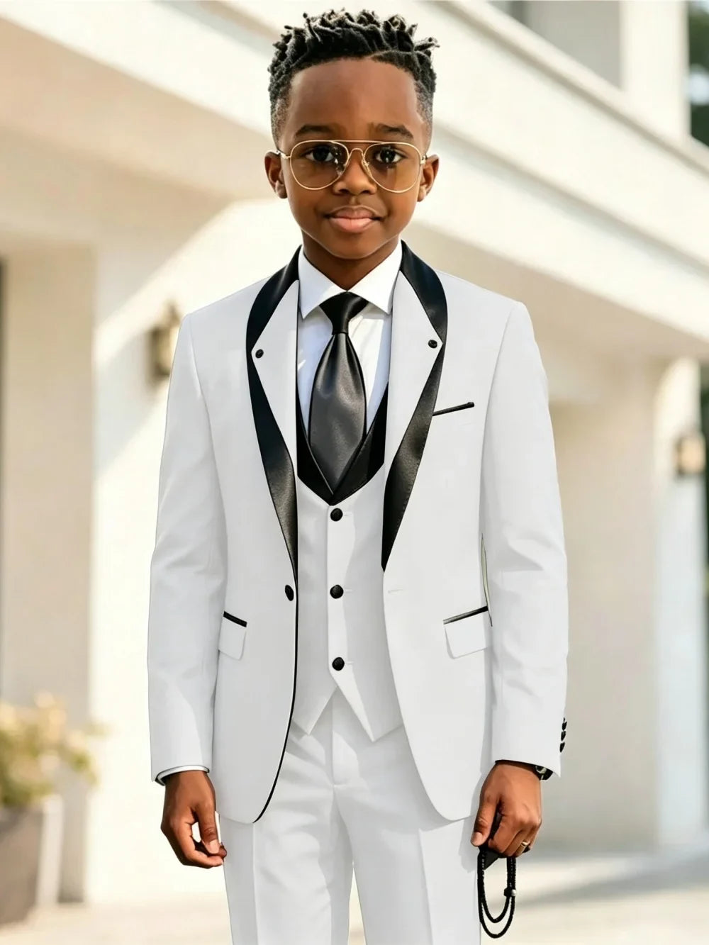 Handsome Boys Slim Fit Suits 3 Pieces Christmas Party Wear High Quality Kids Formal Suit Set Wedding Ring Bearer Outfit 2-20T