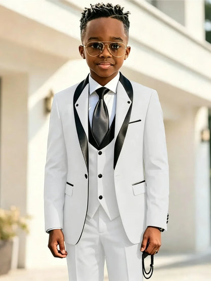 Handsome Boys Slim Fit Suits 3 Pieces Christmas Party Wear High Quality Kids Formal Suit Set Wedding Ring Bearer Outfit 2-20T