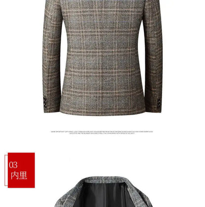 Blazer Men's Fashionable High-end Business-oriented Outdoor Gentleman's Trendy Checked Casual Wear for Hosting Weddings Blazer