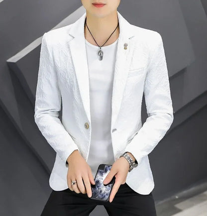 Men's Slim Fit Blazer – Single Button Casual Suit Jacket for Autumn & Winter