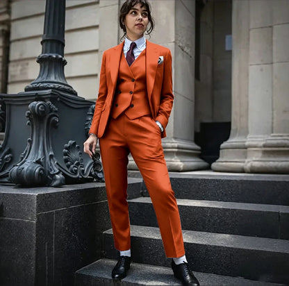Powerful Black Women 3 Piece Suit Classic Single Breasted Jacket Vest Pants Set Elegant Office Business Formal Lady Outerwears