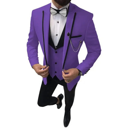 Men wedding Suits Slim Fit Casual Business Groomsmen Grey Green Ivory Lapel Tuxedos for Formal Wedding 3 pic (Blazer+Pants+Vest)